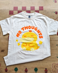 NO THOUGHTS Happy Duck T-Shirt - Natural