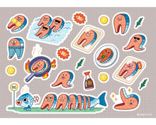 Load image into Gallery viewer, no thoughts just salmon sticker sheet