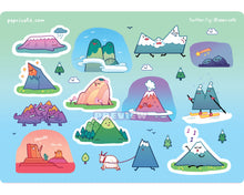 Load image into Gallery viewer, Mountain Moods Sticker sheet - vinyl journalling, planner, water bottle, laptop, deco stickers