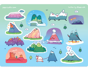 Mountain Moods Sticker sheet - vinyl journalling, planner, water bottle, laptop, deco stickers
