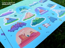 Load image into Gallery viewer, Mountain Moods Sticker sheet - vinyl journalling, planner, water bottle, laptop, deco stickers