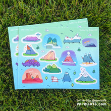 Load image into Gallery viewer, Mountain Moods Sticker sheet - vinyl journalling, planner, water bottle, laptop, deco stickers