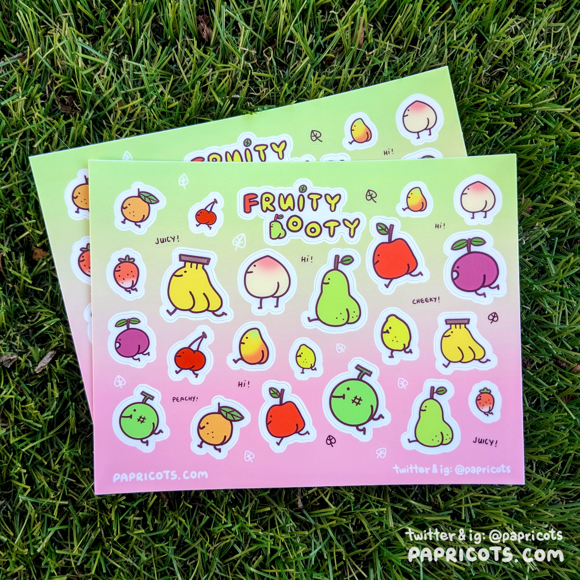 Sticker Sheet - Fruity Booty – PAPRICOTS