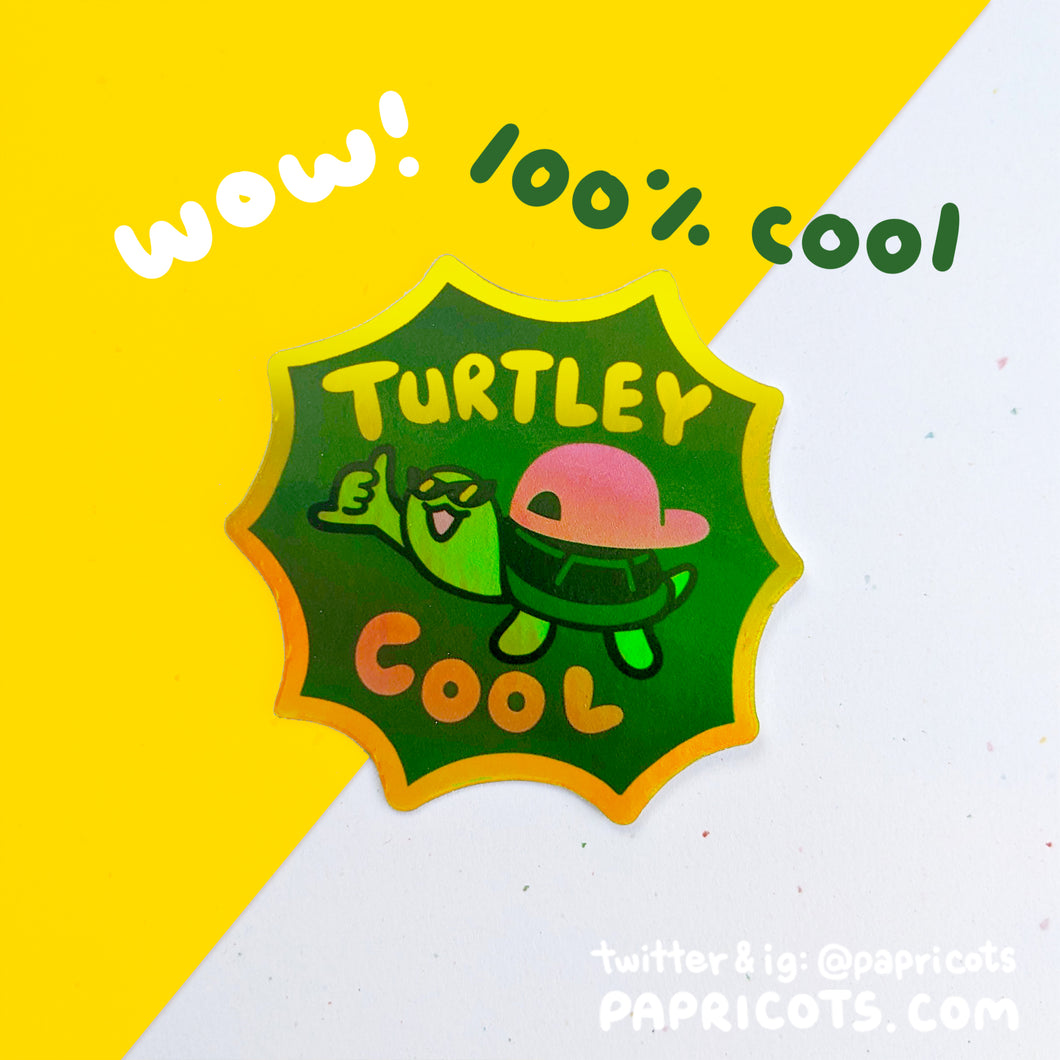 Turtley Cool Holographic Vinyl Sticker