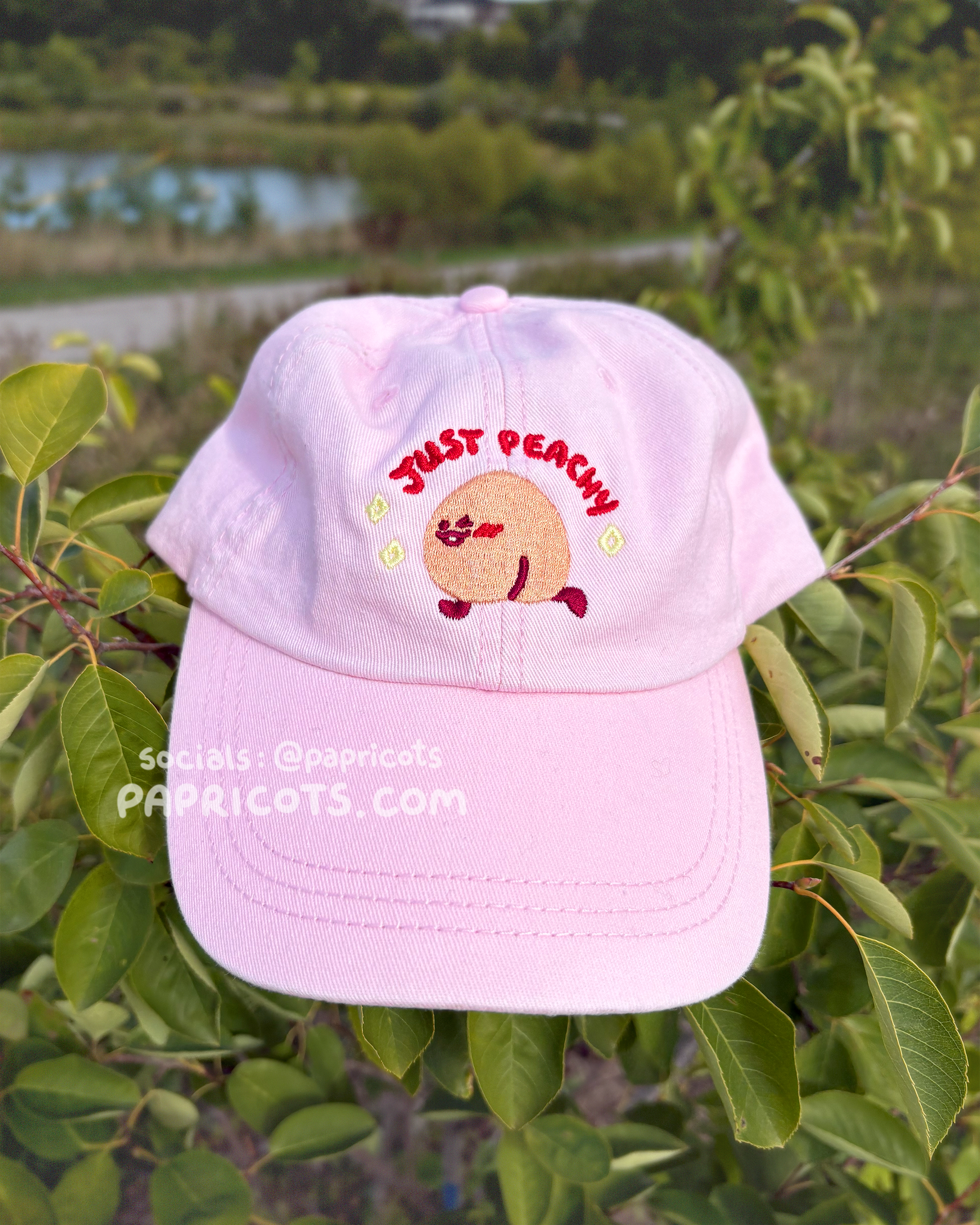 Peach Peachy Vintage Baseball Cap – Embroidered Cotton Adjustable Distressed Dad Hat, Unisex Streetwear - View #9