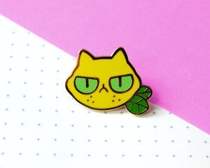 sourpuss enamel pin | grumpy lemon cat