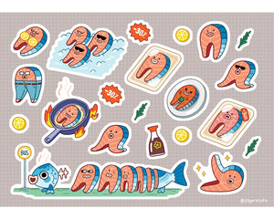 no thoughts just salmon sticker sheet